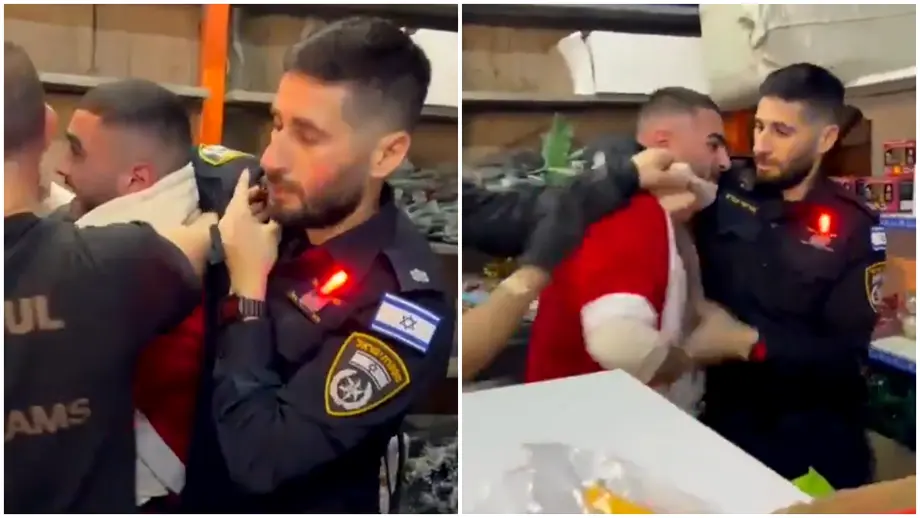 Video Mos Craciun a fost arestat in Israel Ce acuzatii i sau adus unui palestinian costumat de sarbatori
